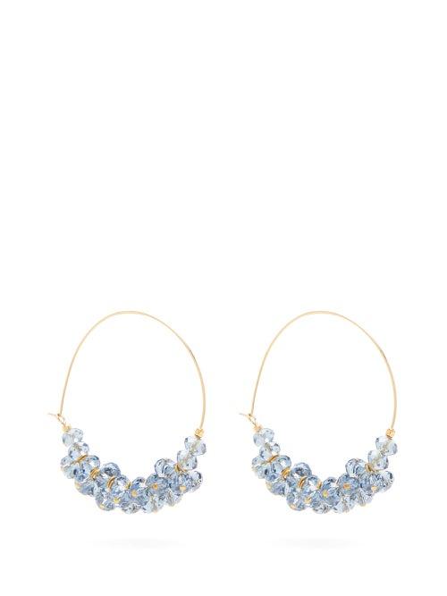 Matchesfashion.com Isabel Marant - Bead Embellished Hoop Earrings - Womens - Blue
