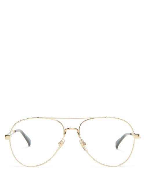 Matchesfashion.com Givenchy - Logo Engraved Gold Tone Metal Glasses - Womens - Gold