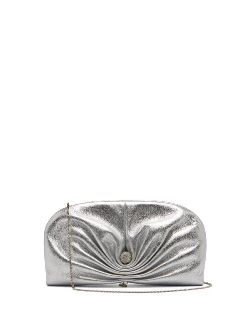 Matchesfashion.com Jimmy Choo - Vivien Leather Clutch - Womens - Silver