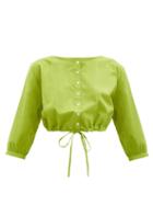 Matchesfashion.com Le Sirenuse, Positano - Jinny Cotton-voile Crop Top - Womens - Green