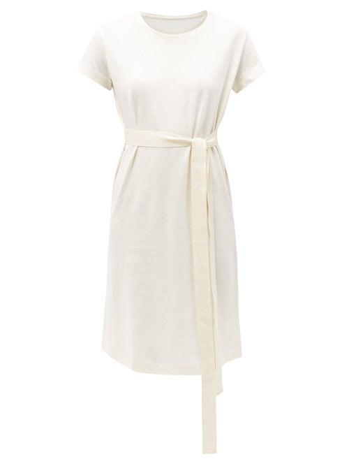 Ladies Lingerie About - Waist-tie Linen-blend Nightdress - Womens - Ivory