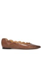 Matchesfashion.com Chlo - Pointy Lauren Scallop Edge Leather Flats - Womens - Black Nude