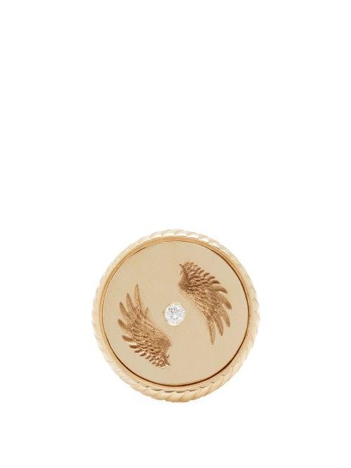 Matchesfashion.com Retrouvai - Alchemy Bravery Diamond & 14kt Gold Signet Ring - Womens - Yellow Gold
