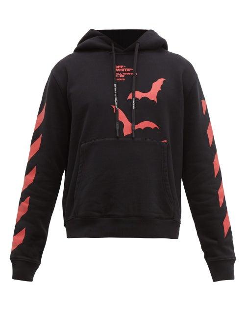 Matchesfashion.com Off-white - Bats Print Cotton Hooded Sweatshirt - Mens - Black Red