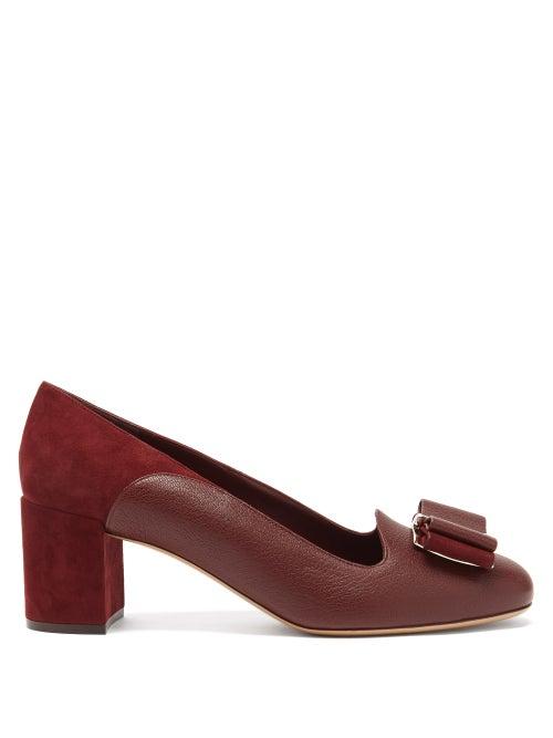 Matchesfashion.com Salvatore Ferragamo - Hausen Suede And Leather Pumps - Womens - Burgundy