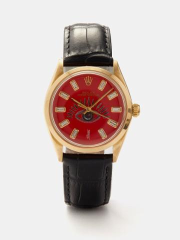 Jacquie Aiche - Vintage Rolex Oyster Diamond & 18kt Gold Watch - Mens - Black Red