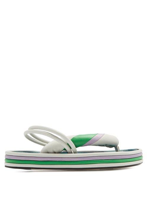 Matchesfashion.com Isabel Marant - Etanee Tri Colour Leather Flatform Sandals - Womens - White Multi