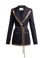 Matchesfashion.com Peter Pilotto - Single Breased Lam Trim Blazer - Womens - Navy