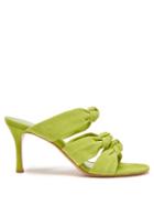 Le Monde Beryl - Knotted-suede Heeled Sandals - Womens - Green