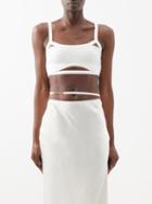 Jacquemus - Bellinu Cutout Knitted Crop Top - Womens - White