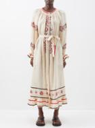 Vita Kin - Bukovel Embroidered-linen Dress - Womens - Cream Multi