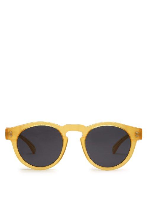 Matchesfashion.com Illesteva - Leonard Round Frame Acetate Sunglasses - Mens - Yellow