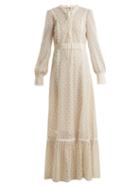 Matchesfashion.com Gucci - Logo Macram Lace Trimmed Cotton Blend Gown - Womens - Ivory