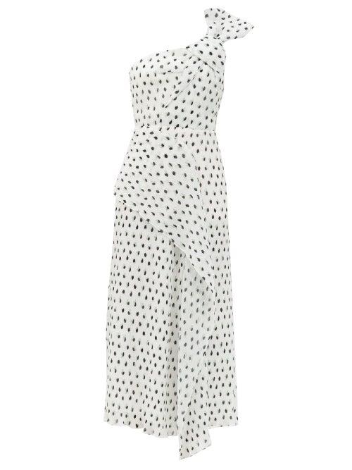 Matchesfashion.com Roland Mouret - Giza One-shoulder Polka-dot Chiffon Dress - Womens - White Black