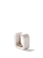 Era - Tripple Diamond & 18kt Gold Single Hoop Earring - Womens - Silver