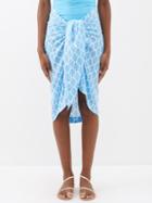 Melissa Odabash - Diamond-print Voile Sarong - Womens - Blue Print