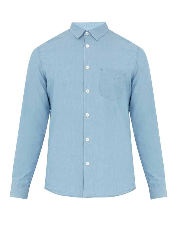 A.p.c. Xavier Point-collar Cotton-chambray Shirt