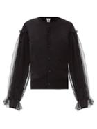Matchesfashion.com Noir Kei Ninomiya - Tulle-sleeve Wool Cardigan - Womens - Black