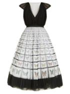 Matchesfashion.com Mary Katrantzou - Caged Beauty Butterfly Print Tulle Midi Dress - Womens - White Multi