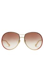 Matchesfashion.com Chlo - Aviator Gradient-metal Sunglasses - Womens - Brown