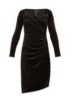 Matchesfashion.com Norma Kamali - Sweetheart Neckline Velvet Dress - Womens - Black