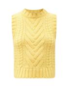 Matchesfashion.com Cecilie Bahnsen - Frida Ribbed & Cable-knit Sleeveless Silk Sweater - Womens - Yellow