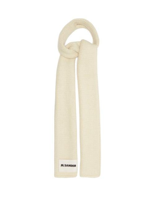 Matchesfashion.com Jil Sander - Logo-label Wool-blend Scarf - Womens - Beige