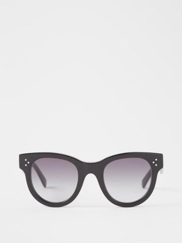 Celine Eyewear - Bold Story Round Acetate Sunglasses - Womens - Black Grey