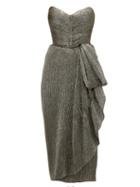 Matchesfashion.com Maria Lucia Hohan - Marie Sweetheart Neckline Metallic Dress - Womens - Dark Grey
