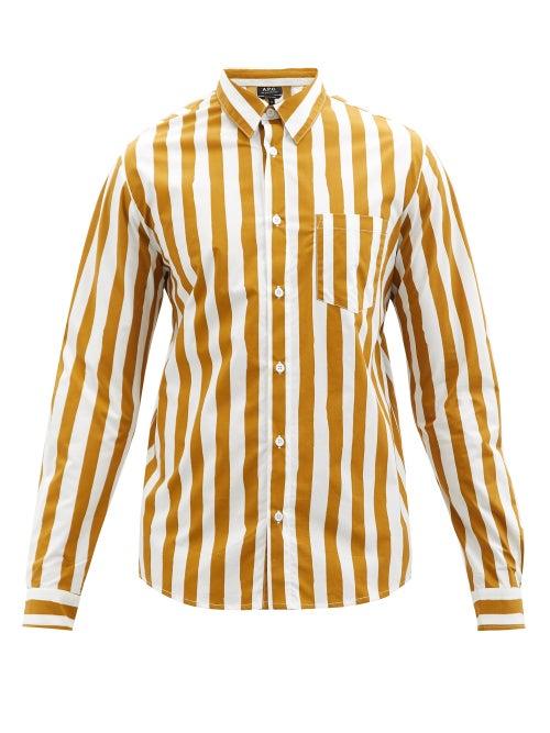 A.p.c. - Matthieu Striped Cotton-poplin Shirt - Mens - Yellow White