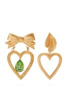 Matchesfashion.com Rodarte - Gold Plated Dangle Heart Earrings - Womens - Gold