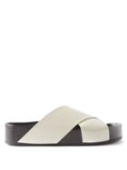 Co - Crossover Leather Flatform Sandals - Womens - White