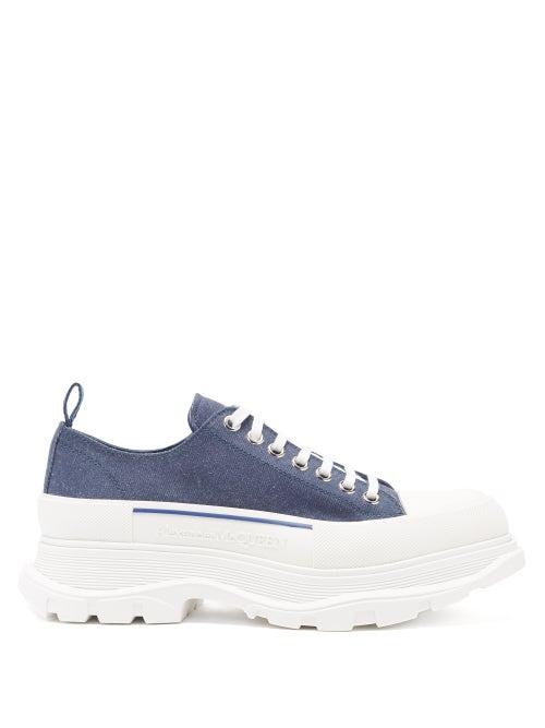 Matchesfashion.com Alexander Mcqueen - Tread Slick Chunky-sole Denim Trainers - Mens - Navy White
