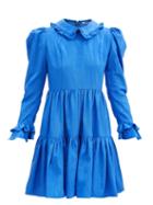Matchesfashion.com Batsheva - Lucy Ruffled Moir Mini Dress - Womens - Blue