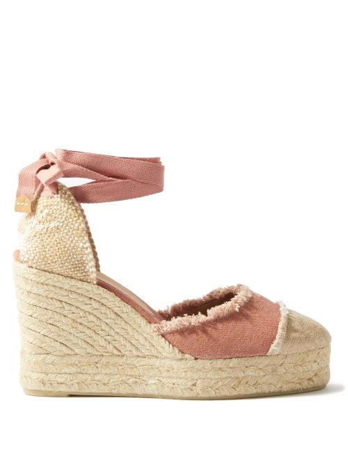 Castaer - Catalina 80 Canvas & Jute Espadrille Wedges - Womens - Ivory Pink