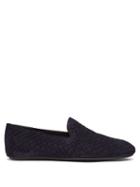 Matchesfashion.com Bottega Veneta - Intrecciato Suede Slippers - Mens - Navy