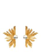 Matchesfashion.com Saint Laurent - Burst Crystal Centre Clip On Earrings - Womens - Gold