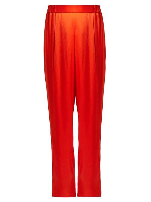 Matchesfashion.com Stella Mccartney - Cicely Wide Leg Satin Trousers - Womens - Red
