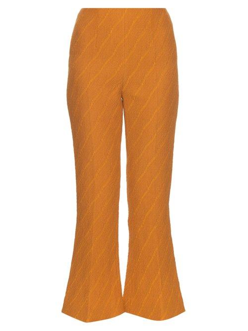 Matchesfashion.com Emilia Wickstead - Sammy Textured Jacquard Crepe Trousers - Womens - Dark Yellow