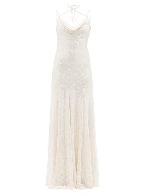 Ladies Rtw 16arlington - Ottawa Cowl-neck Sequinned Dress - Womens - Ivory