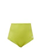 Matchesfashion.com Solid & Striped - The Violet Smocked High Rise Bikini Briefs - Womens - Yellow