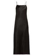 Matchesfashion.com Joseph - Stone Silk Satin Slip Dress - Womens - Black