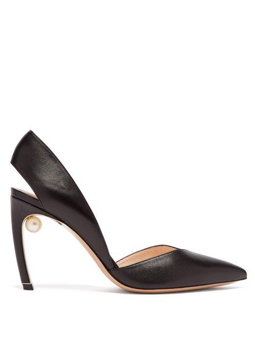 Matchesfashion.com Nicholas Kirkwood - Mira Pearl Heel Leather Pumps - Womens - Black