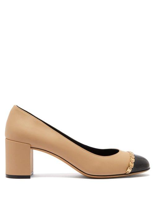Matchesfashion.com Salvatore Ferragamo - Avella Patent Trim Leather Pumps - Womens - Black Nude
