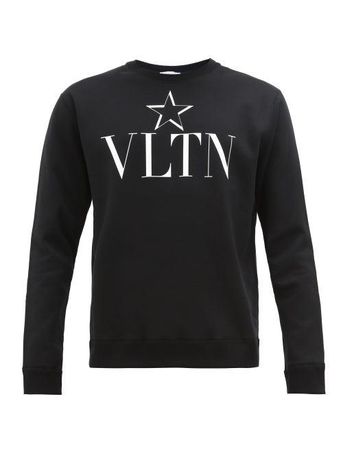 Matchesfashion.com Valentino - Vltnstar-print Cotton-blend Sweatshirt - Mens - Black White