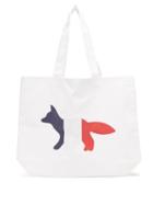 Matchesfashion.com Maison Kitsun - Tricolour Fox-print Canvas Tote Bag - Mens - White