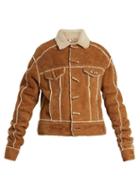 Matchesfashion.com Saint Laurent - Contrast Trim Shearling Jacket - Womens - Brown White