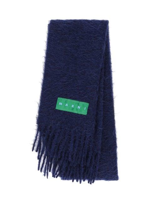 Matchesfashion.com Marni - Logo-appliqu Fringed Scarf - Womens - Navy