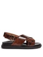 Matchesfashion.com Marni - Fussbett Python Effect Slingback Sandals - Womens - Black Brown