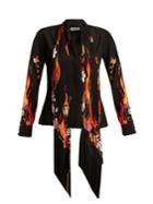 Rockins Flower And Flames-print Silk Crepe De Chine Shirt